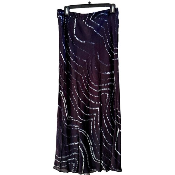 Zara Navy and White Shibori Tie Dye Printed Midi Skirt - Picture 2 of 5